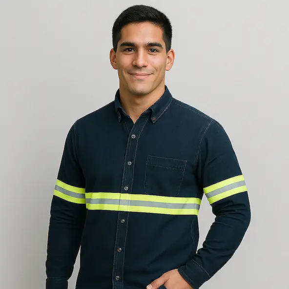 Camisas de Mezclilla con reflejantes Uniformes Empresariales Guadalajara Home 2025