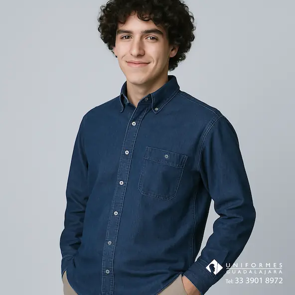Camisas de mezclilla de trabajo industrial Uniformes Industriales Guadalajara 2025