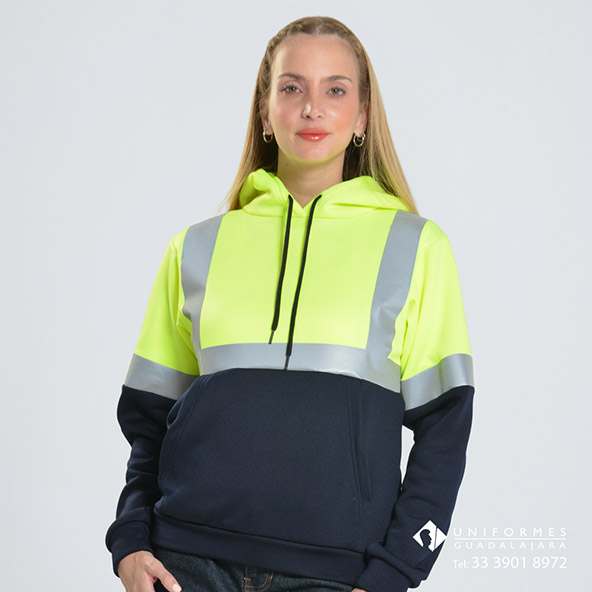 Sudadera alta visibilidad reflejante amarillo fluorescente seguridad industrial Guadalajara