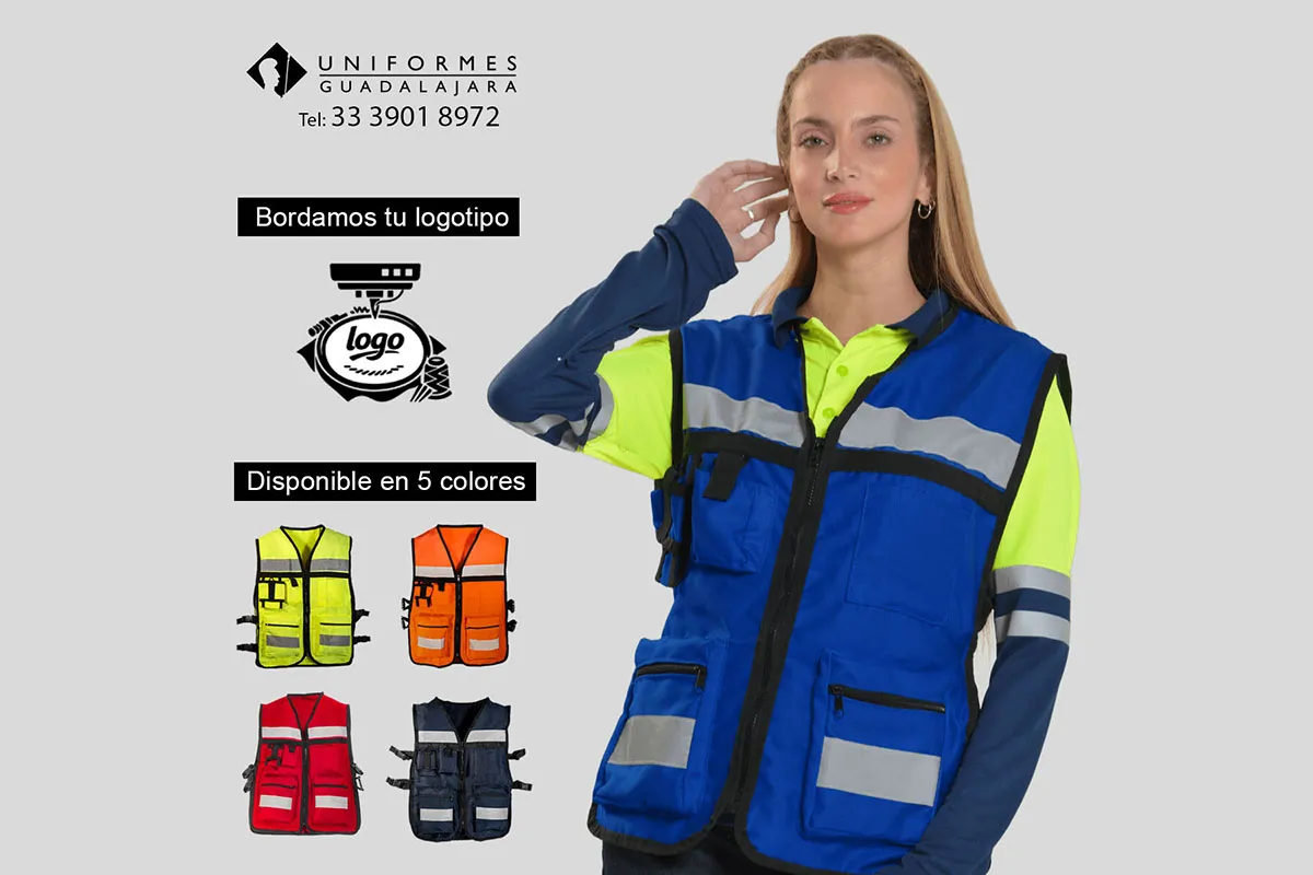 Chaleco brigadista azul rey con opción de logotipo bordado para imagen institucional en empresas